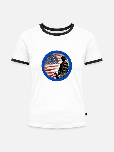 Veteranen,Veteran,Waffenstillstand,US-Armee,Marine, - Frauen Kontrast-T-Shirt - Weiß/Schwarz