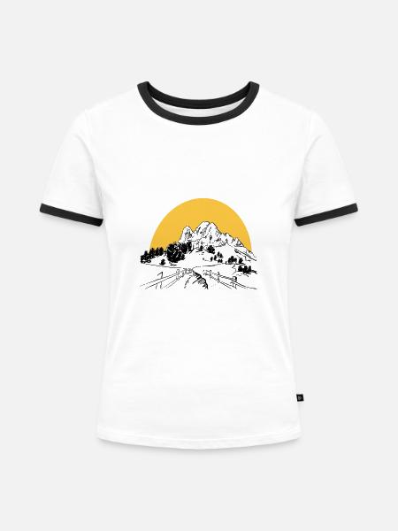 Sonnenaufgang Mountainlove - Frauen Kontrast-T-Shirt - Weiß/Schwarz