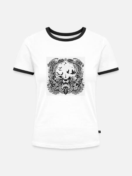 Jungel - Frauen Kontrast-T-Shirt - Weiß/Schwarz