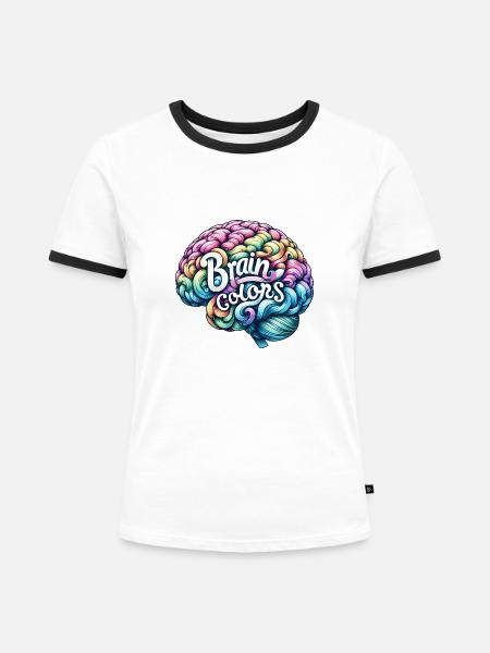 Kreatives Farbgeflecht - Frauen Kontrast-T-Shirt - Weiß/Schwarz