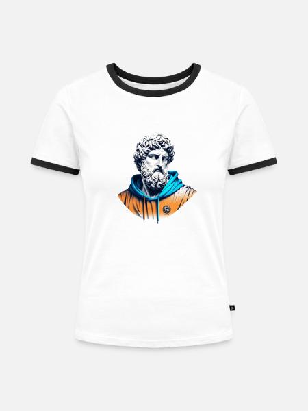 Ruegonides - Frauen Kontrast-T-Shirt - Weiß/Schwarz