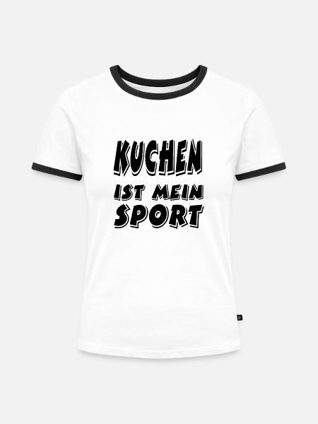 Kuchen - Frauen Kontrast-T-Shirt - Weiß/Schwarz