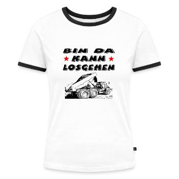 Baustelle - Frauen Kontrast-T-Shirt - Weiß/Schwarz - Vorne - Selfina (174cm)