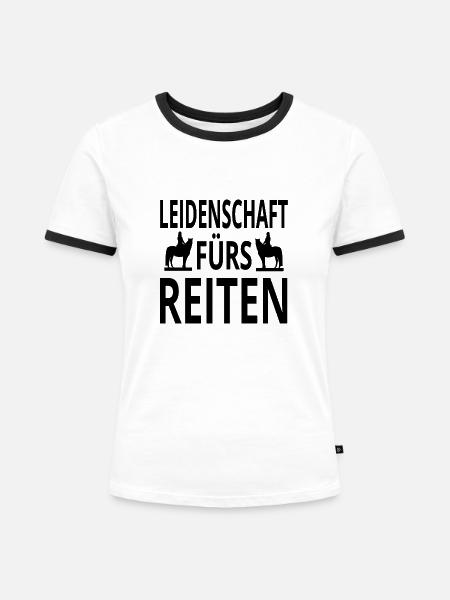 Reiten - Frauen Kontrast-T-Shirt - Weiß/Schwarz