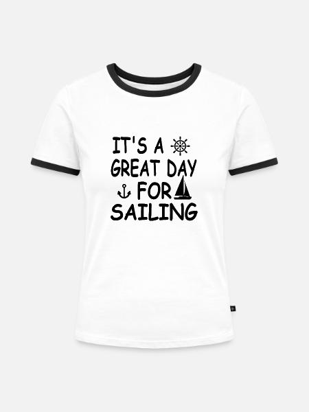 Segeln - Frauen Kontrast-T-Shirt - Weiß/Schwarz