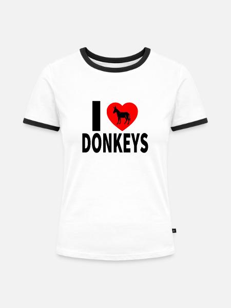 Esel - Frauen Kontrast-T-Shirt - Weiß/Schwarz