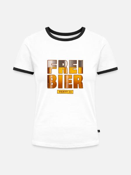 Freibier Party 24 - Frauen Kontrast-T-Shirt - Weiß/Schwarz