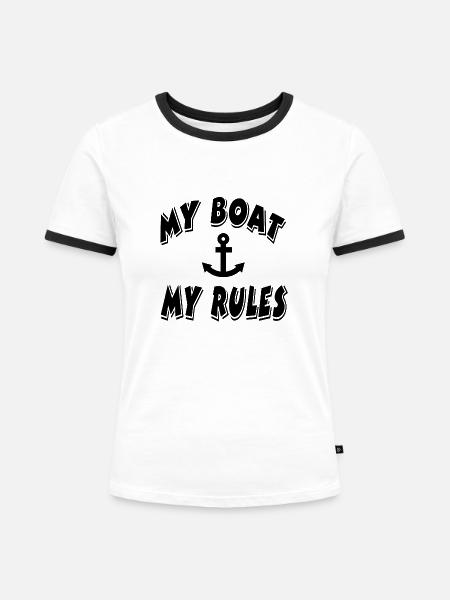 Boot - Frauen Kontrast-T-Shirt - Weiß/Schwarz