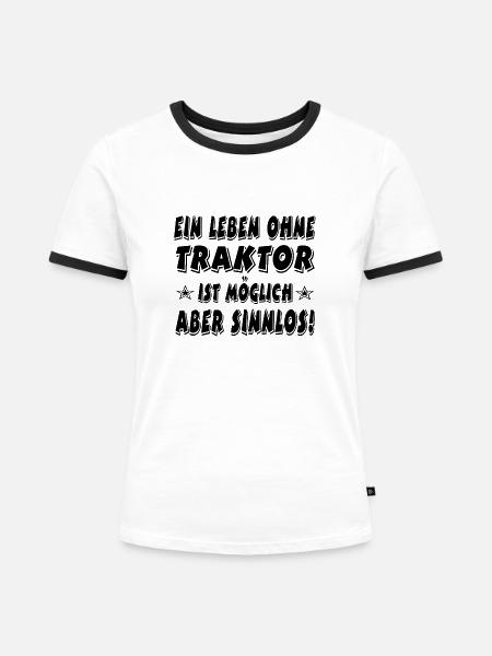 Traktor - Frauen Kontrast-T-Shirt - Weiß/Schwarz
