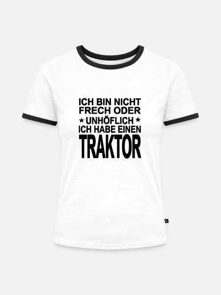 Traktor - Frauen Kontrast-T-Shirt - Weiß/Schwarz