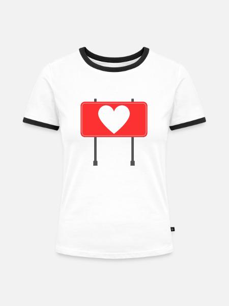 Liebes-Panel - Frauen Kontrast-T-Shirt - Weiß/Schwarz