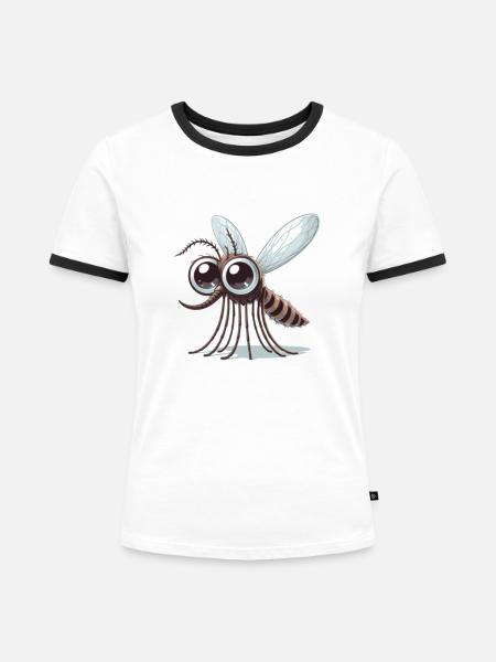 Mücke - Frauen Kontrast-T-Shirt - Weiß/Schwarz