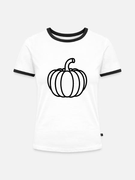 Kürbis - Frauen Kontrast-T-Shirt - Weiß/Schwarz