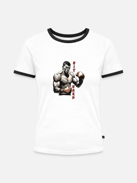 HIT HARD Boxing - Frauen Kontrast-T-Shirt - Weiß/Schwarz