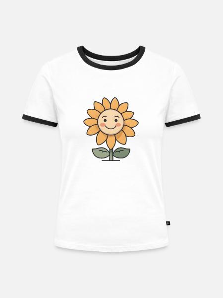 Sonniges Lächeln - Frauen Kontrast-T-Shirt - Weiß/Schwarz