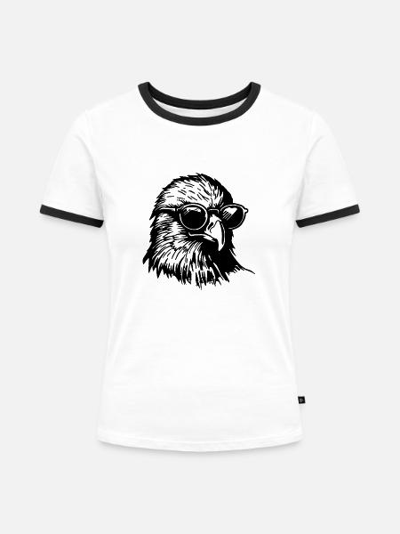 Adler Adlerkopf - Frauen Kontrast-T-Shirt - Weiß/Schwarz