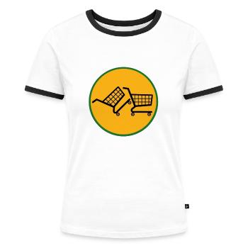 Match im Supermarkt - Frauen Kontrast-T-Shirt - Weiß/Schwarz - Vorne - Selfina (174cm)