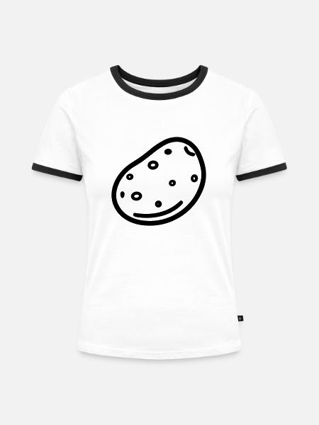 Kartoffel - Frauen Kontrast-T-Shirt - Weiß/Schwarz
