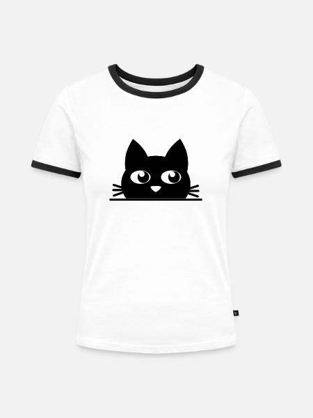 KAT 2 - Frauen Kontrast-T-Shirt - Weiß/Schwarz