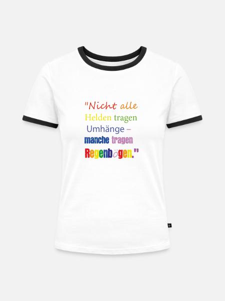 Regenbogen Umhang - Frauen Kontrast-T-Shirt - Weiß/Schwarz