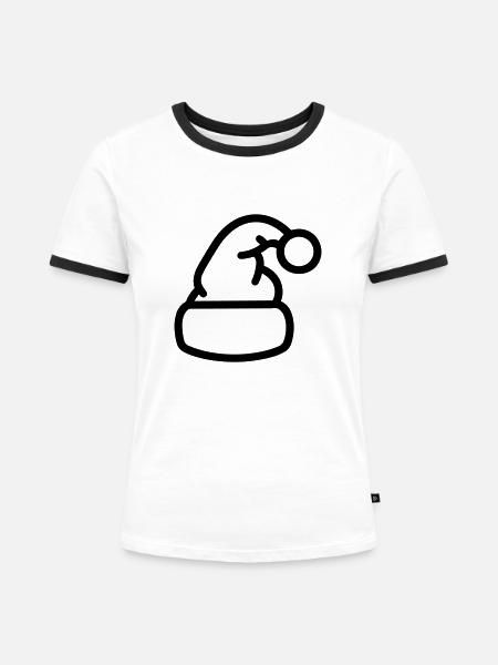 Weihnachtsmütze - Frauen Kontrast-T-Shirt - Weiß/Schwarz