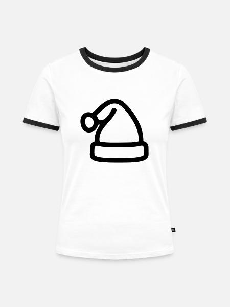 Weihnachtsmütze - Frauen Kontrast-T-Shirt - Weiß/Schwarz