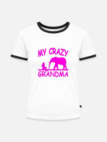 Oma - Frauen Kontrast-T-Shirt - Weiß/Schwarz