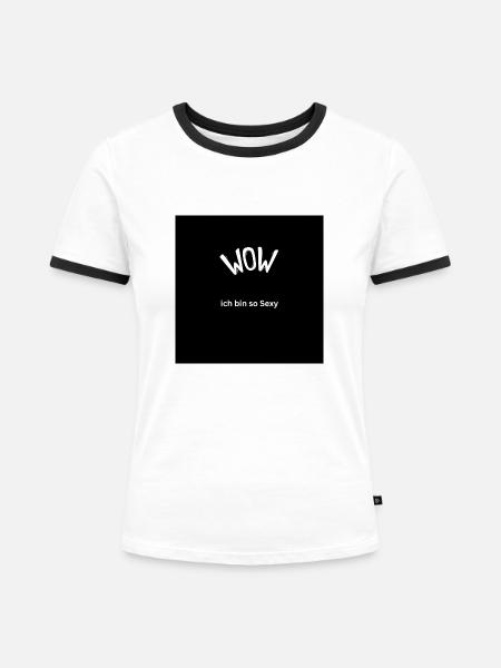 Sexy - Frauen Kontrast-T-Shirt - Weiß/Schwarz