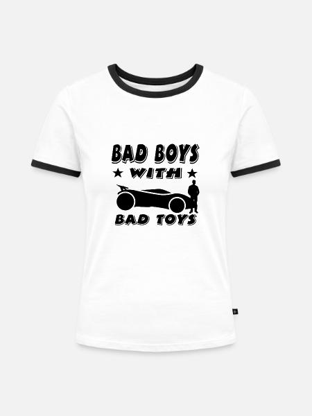 Auto - Frauen Kontrast-T-Shirt - Weiß/Schwarz