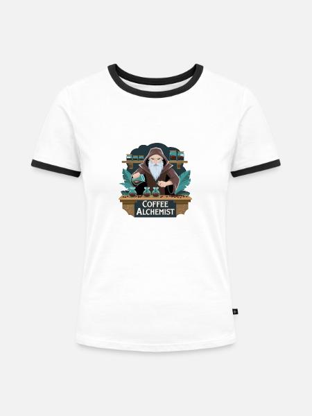 Kaffee-Alchemist - Frauen Kontrast-T-Shirt - Weiß/Schwarz