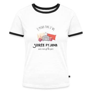 Ich kann nicht mit meinem Toaster übernachten - Frauen Kontrast-T-Shirt - Weiß/Schwarz - Vorne - Selfina (174cm)