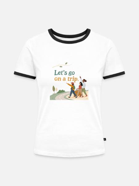 Travel - Frauen Kontrast-T-Shirt - Weiß/Schwarz