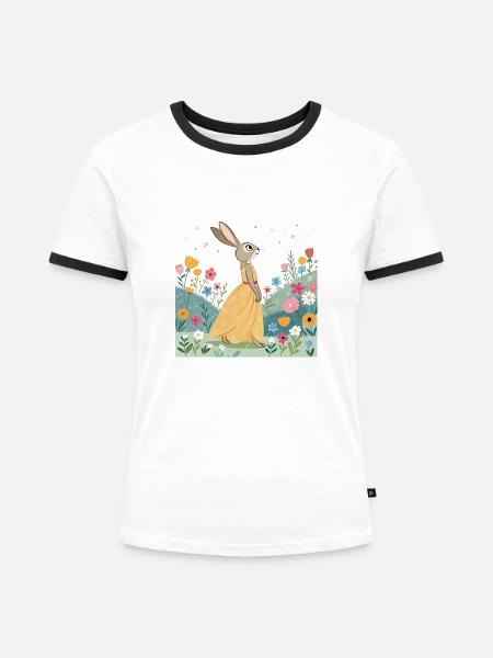Cute rabbit - Frauen Kontrast-T-Shirt - Weiß/Schwarz
