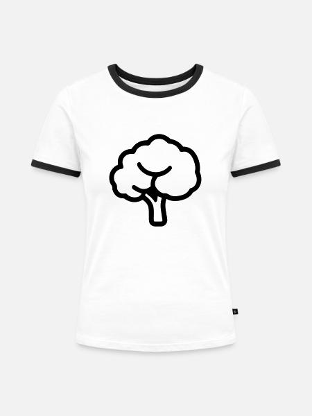 Brokkoli - Frauen Kontrast-T-Shirt - Weiß/Schwarz