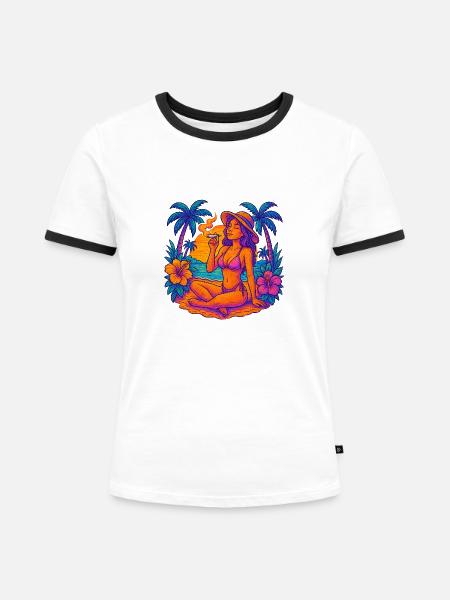 Blaze Babe - Frauen Kontrast-T-Shirt - Weiß/Schwarz