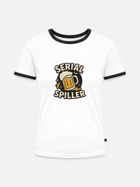 Serien-Spiller - Frauen Kontrast-T-Shirt - Weiß/Schwarz
