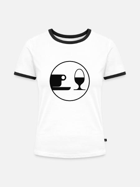 frühstück - Frauen Kontrast-T-Shirt - Weiß/Schwarz
