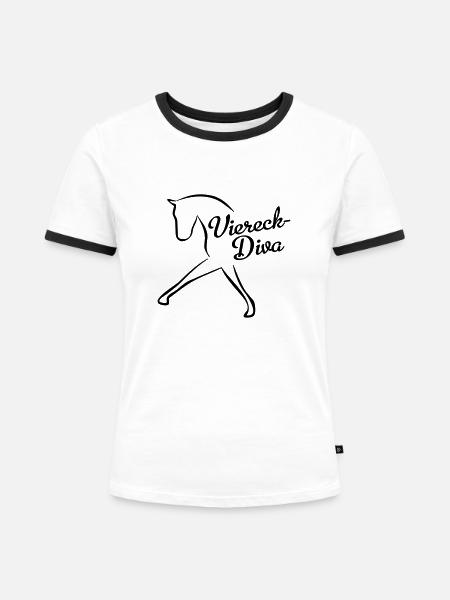 Dressurreiterin - Frauen Kontrast-T-Shirt - Weiß/Schwarz
