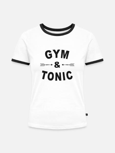GYM & TONIC - Frauen Kontrast-T-Shirt - Weiß/Schwarz