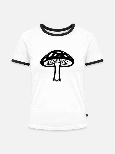 Pilz - Frauen Kontrast-T-Shirt - Weiß/Schwarz