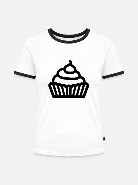 Cupcake - Frauen Kontrast-T-Shirt - Weiß/Schwarz