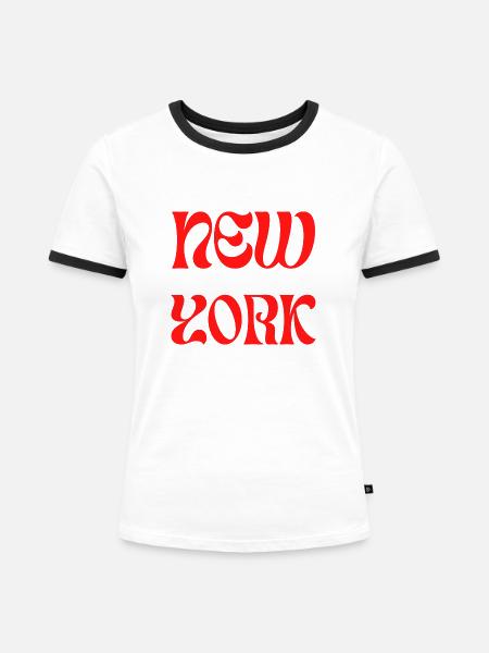 NEW YORK - Frauen Kontrast-T-Shirt - Weiß/Schwarz