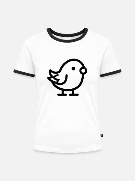 Küken - Frauen Kontrast-T-Shirt - Weiß/Schwarz