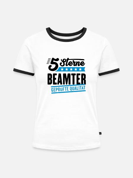 5Sterne Beamter - Frauen Kontrast-T-Shirt - Weiß/Schwarz