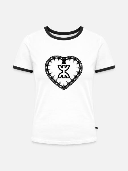 Z Imazighen (im Amulett) - Frauen Kontrast-T-Shirt - Weiß/Schwarz