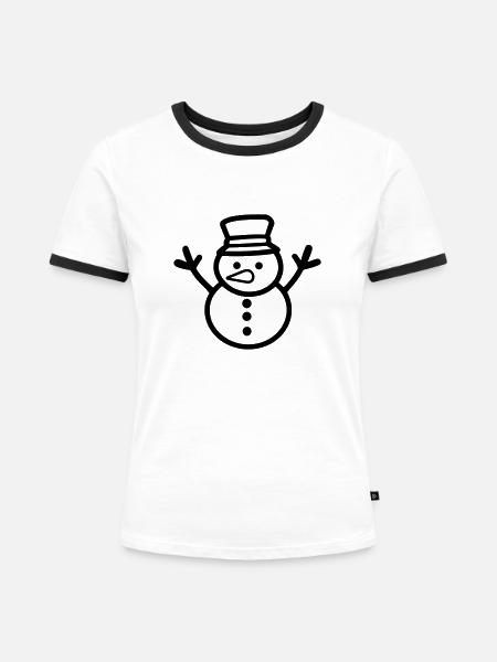 Schneemann - Frauen Kontrast-T-Shirt - Weiß/Schwarz