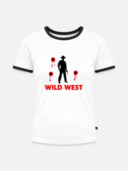 cowboy wild west - Frauen Kontrast-T-Shirt - Weiß/Schwarz