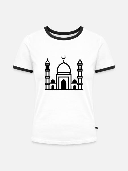 Moschee - Frauen Kontrast-T-Shirt - Weiß/Schwarz