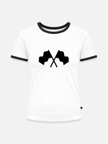 Fahnen - Frauen Kontrast-T-Shirt - Weiß/Schwarz