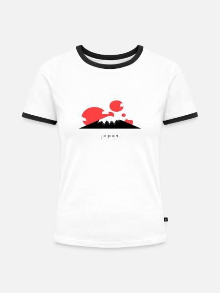 Japan - Frauen Kontrast-T-Shirt - Weiß/Schwarz
